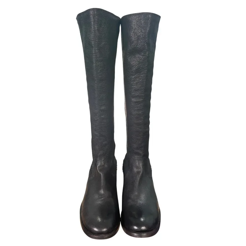 Frye Women’s Molly Gore Black Leather Riding Boopt Size US 10 B